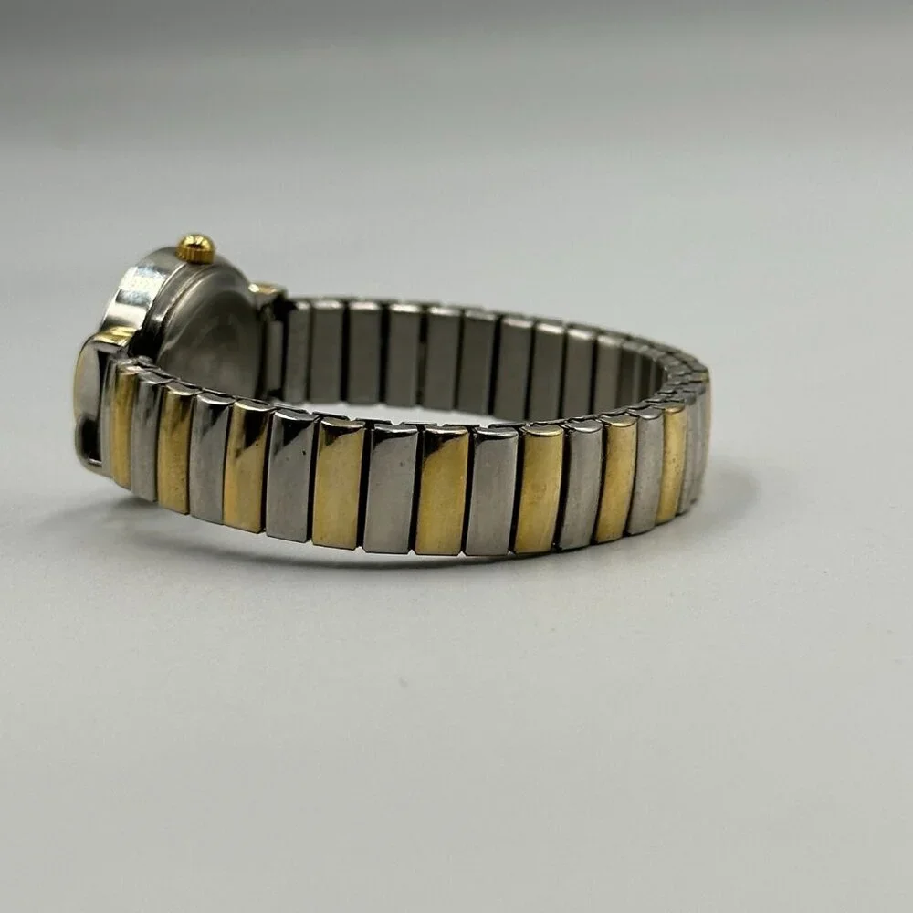 3/$30 Two Tone Watch Women Gold Silver Easy Read Dial Stretch Band New Battery